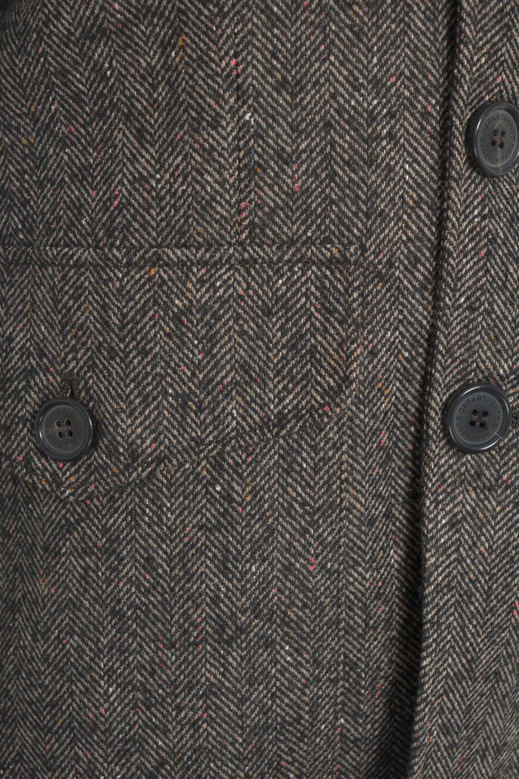 Department Five Structured Military-Inspired Jacket With Flap Pockets And Herringbone Pattern