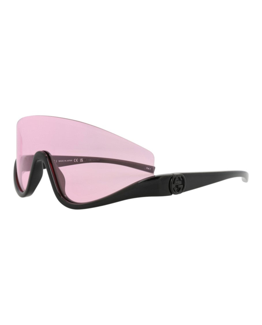 Gucci Shield-Frame Injection Sunglasses With Saddle Nose Bridge