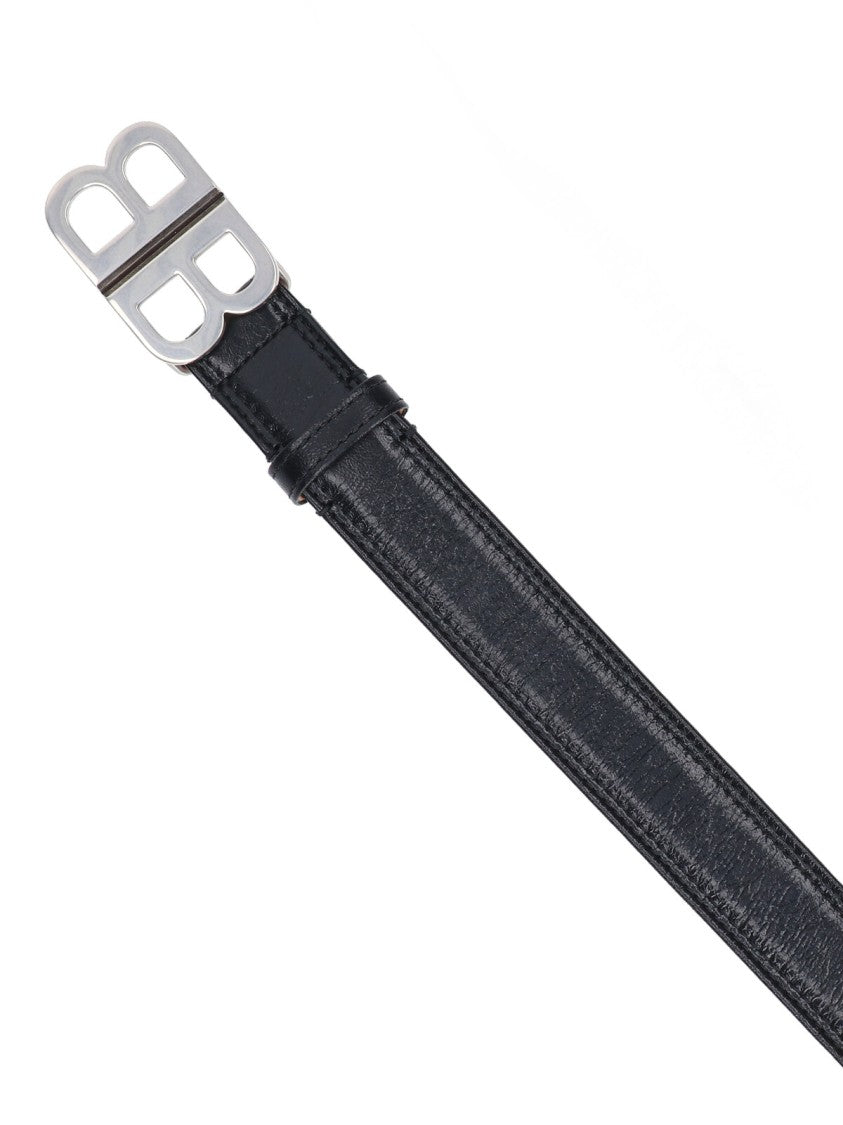 Balenciaga Logo Belt – Black/Silver