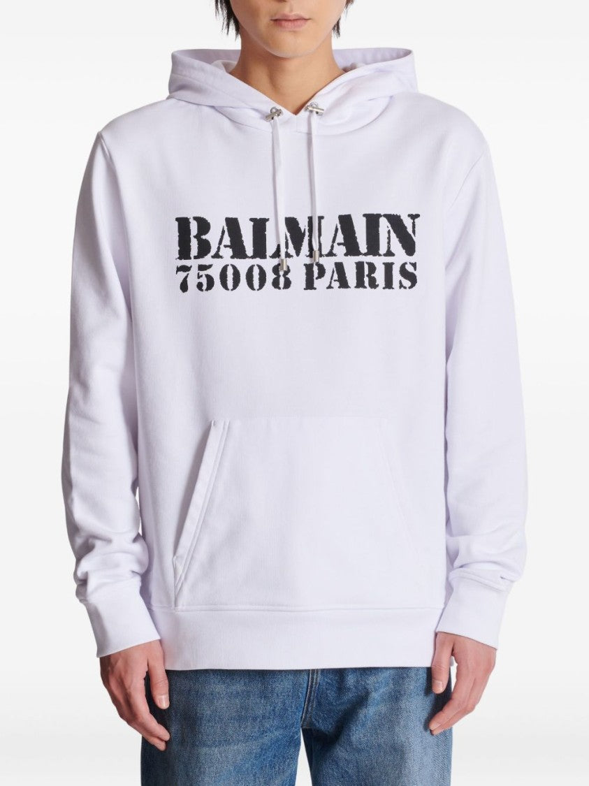 Balmain Drawstring Hood Sweatshirt With Logo Print
