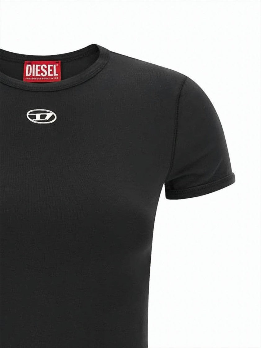 Diesel Fitted Short-Sleeve Crop Top With Round Neckline