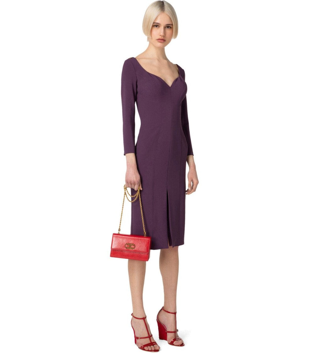 Elisabetta Franchi Purple Midi Sheath Dress