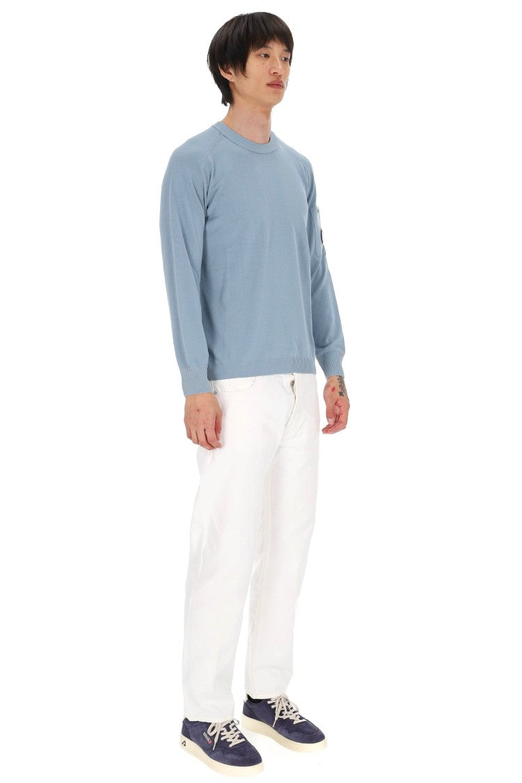 C.P. Company Blue Cotton Crepe Crewneck Sweater