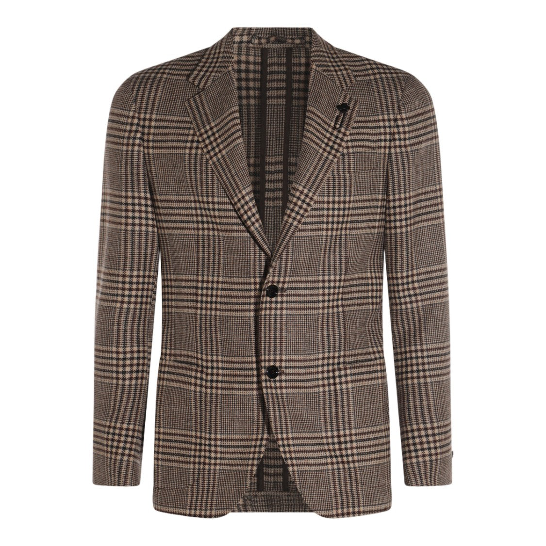 Lardini Tailored Plaid Jacket In Brown