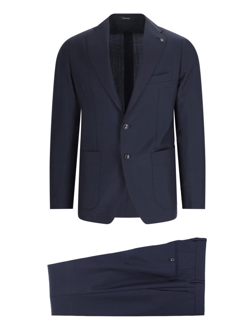 Tagliatore Blue Single Breasted Wool Blend Straight Suit