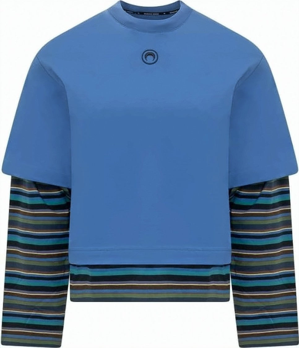 Marine Serre Layered Long-Sleeve T-Shirt With Striped Design
