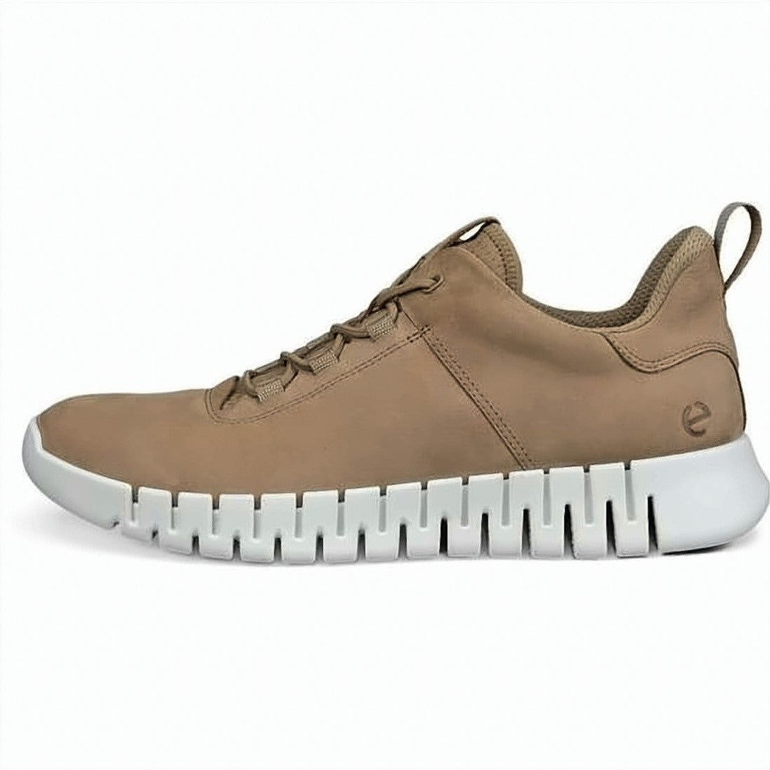 Ecco Minimalist Brown Cow Leather Sneakers With Unique Segmented Sole