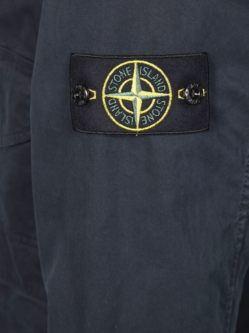 Stone Island Navy Cotton Sleeve Patch Jacket