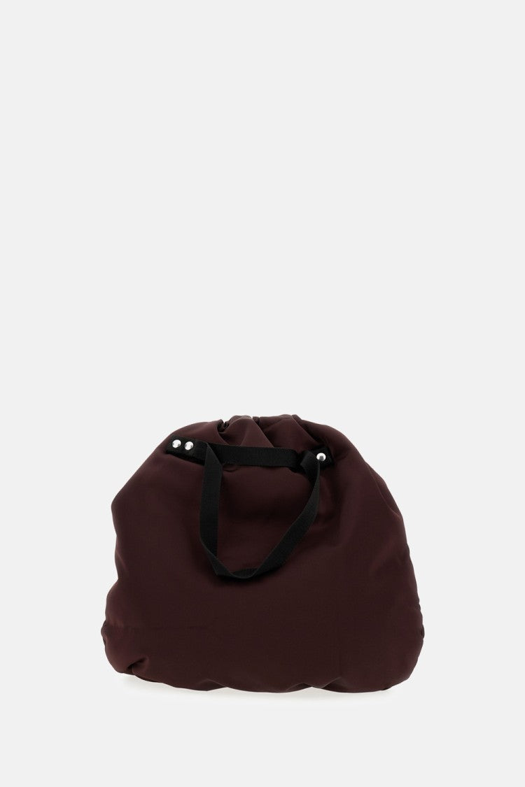 Plan C Burgundy Nylon Bucket Bag With Drawstring Closure And Internal Pocket