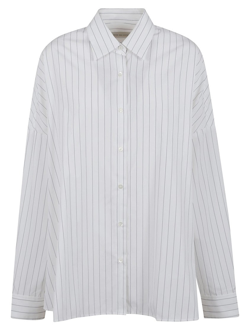 Dries Van Noten Loose-Fitting Blue Cotton Shirt With Classic Collar