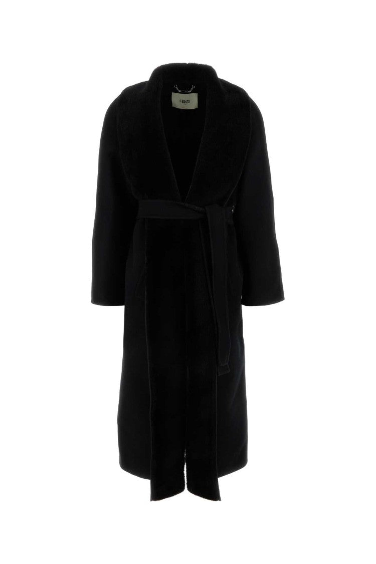 Fendi Black Wool Blend Coat