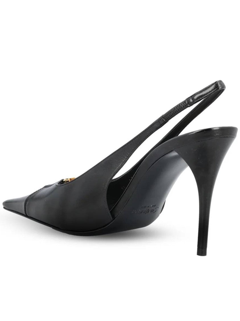 Saint Laurent Babylone 90 Pointed-Toe Leather Slingback Pumps