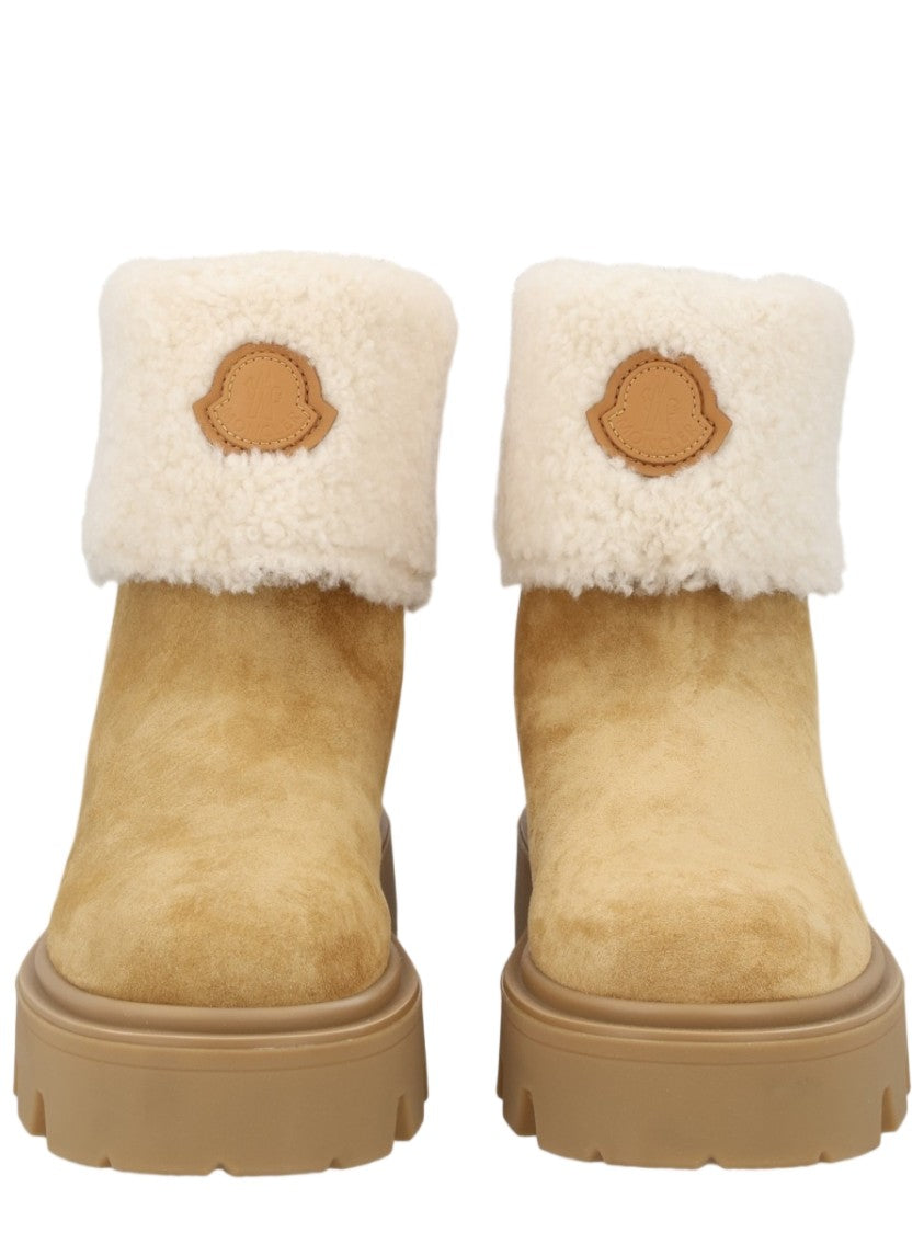 Moncler Beige Suede Shearling Boots