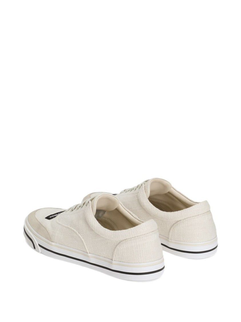 Dolce & Gabbana Beige Washed Linen Sailing Sneakers