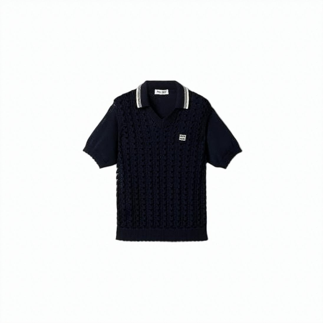 Miu Miu Textured Knit Short-Sleeved Sweater With Polo Collar