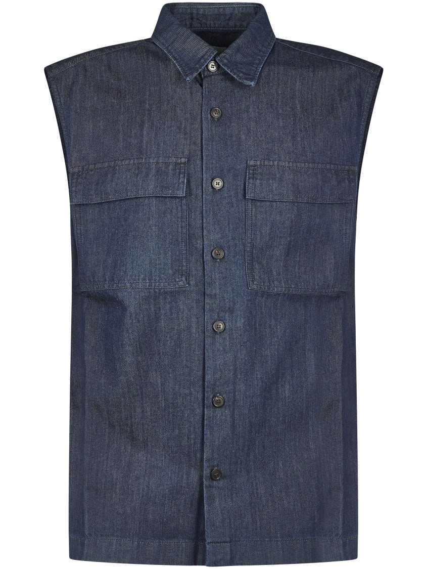 Dries Van Noten Sleeveless Blue Denim Shirt
