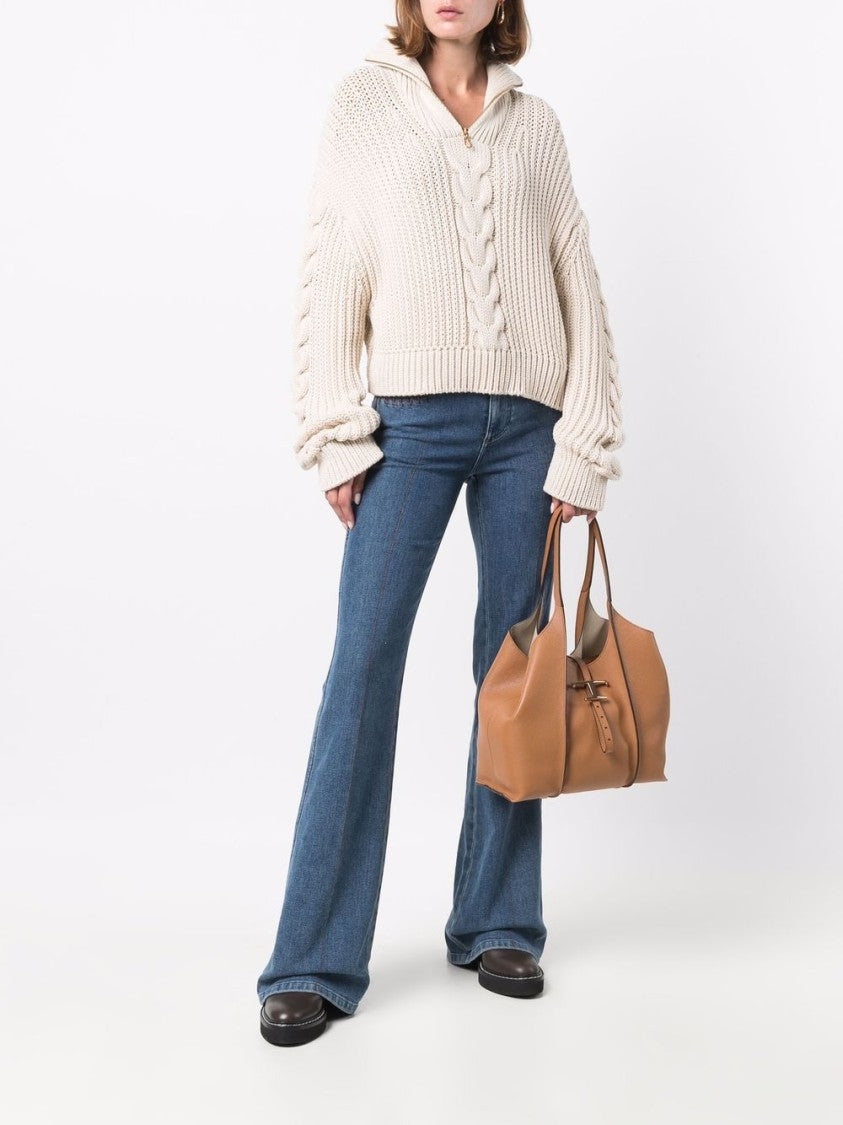 Tod's Spacious Brown Calfskin Shopper Bag With Gold-Tone Closure
