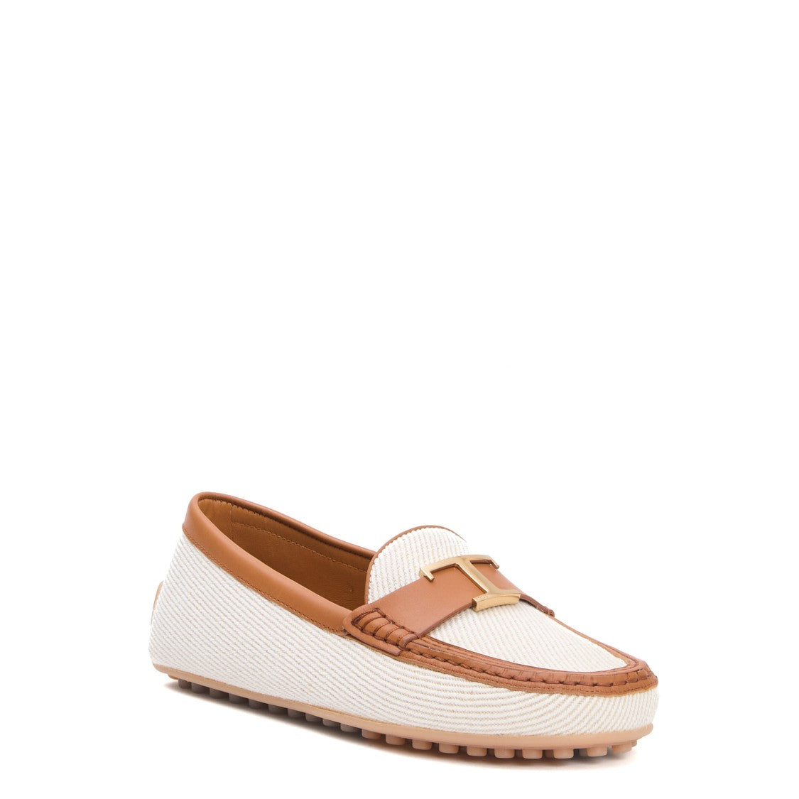 Tod's City Gommino Fabric Cream Leather Leather