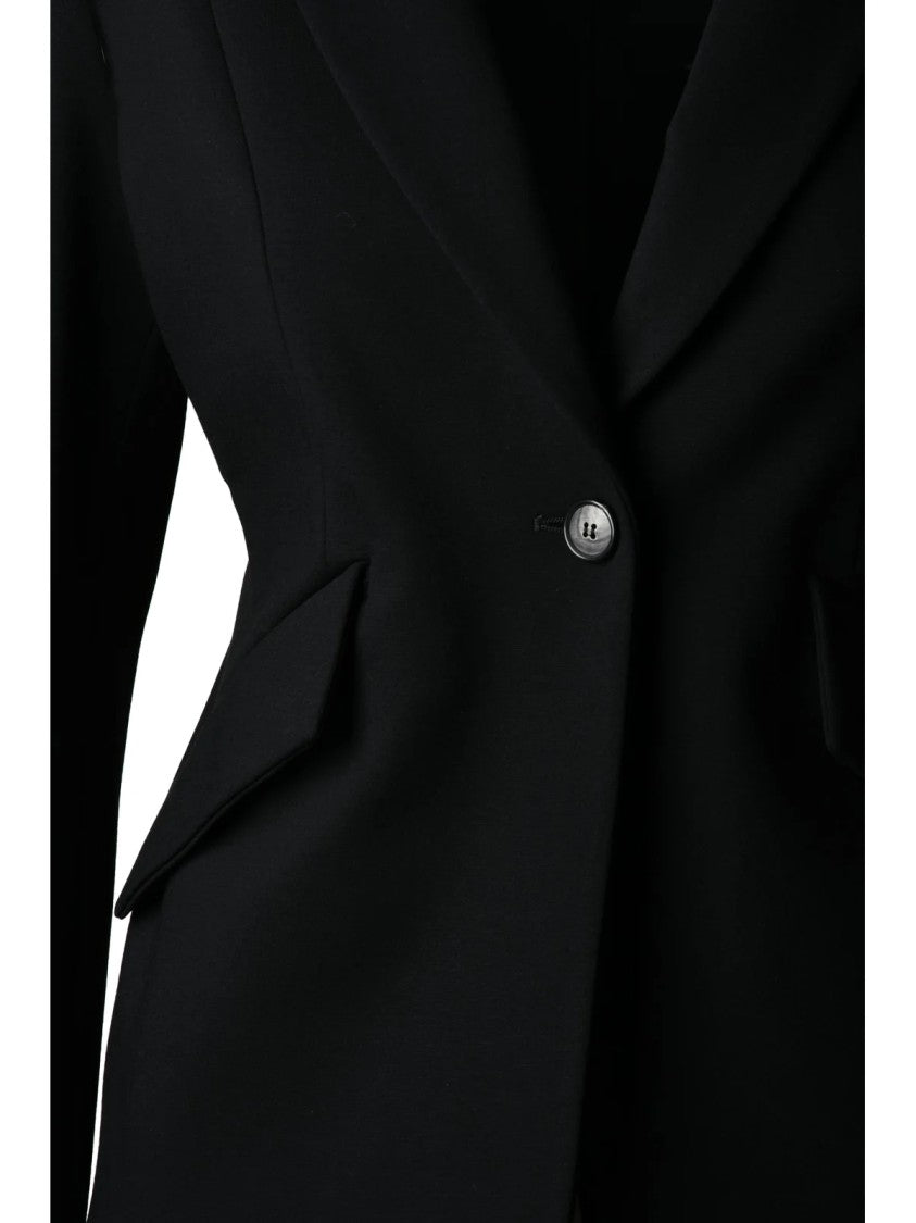Douuod Black Viscose-Blend Fitted Jacket