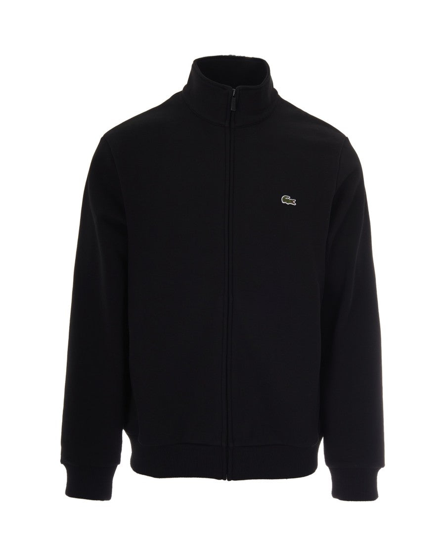 Lacoste Zip-Up Sweatshirt With High Collar And Embroidered Logo