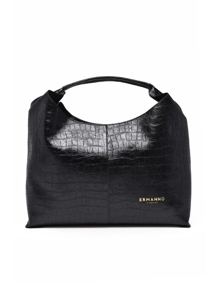 Ermanno Firenze Black Polyurethane Veronica Shoulder Bag