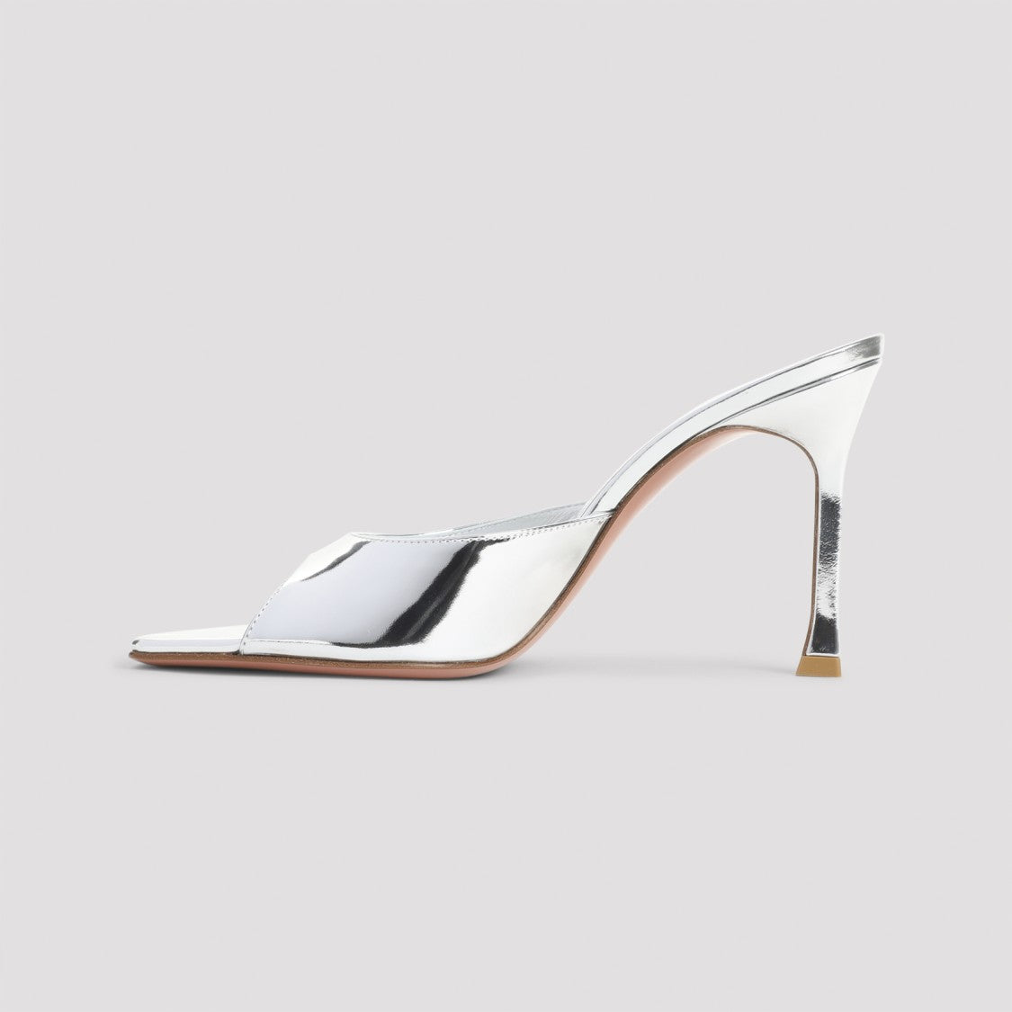 Amina Muaddi Silver Leather Alexa 95 Slippers