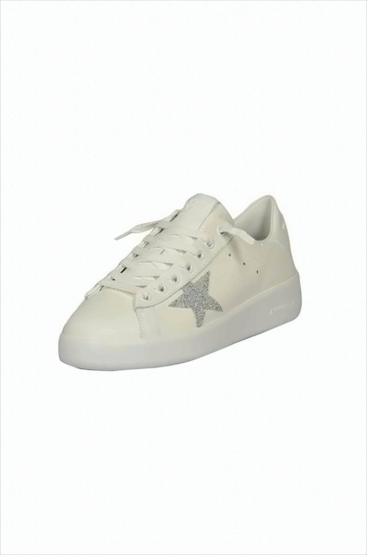 Golden Goose Minimalist White Low-Top Sneakers With Glitter Star Detail