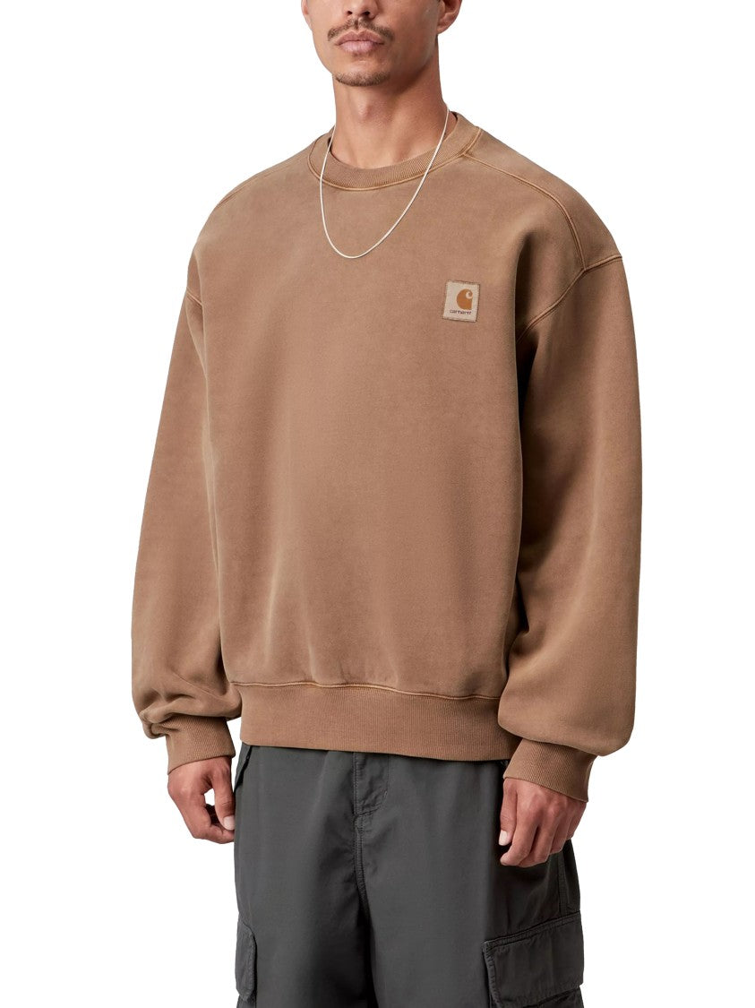 Carhartt Wip Relaxed-Fit Brown Sweatshirt With Ribbed Cuffs And Minimalist Logo