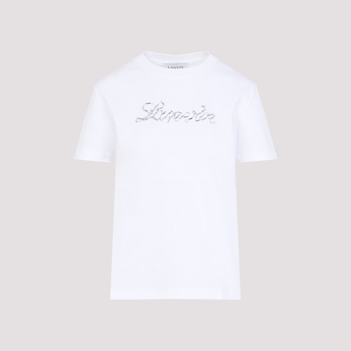 Lanvin Embroidered Script Logo White Cotton T-Shirt