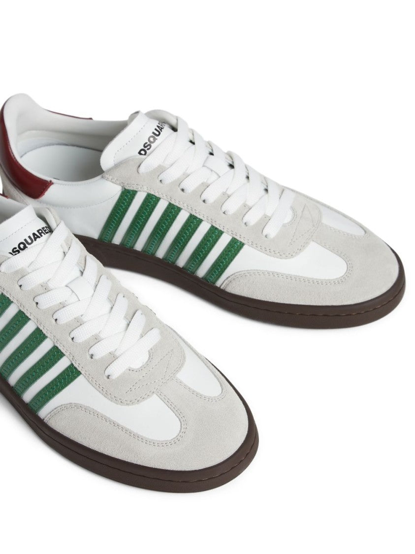 Dsquared2 White Leather Sneakers With Side Stripe Detailing