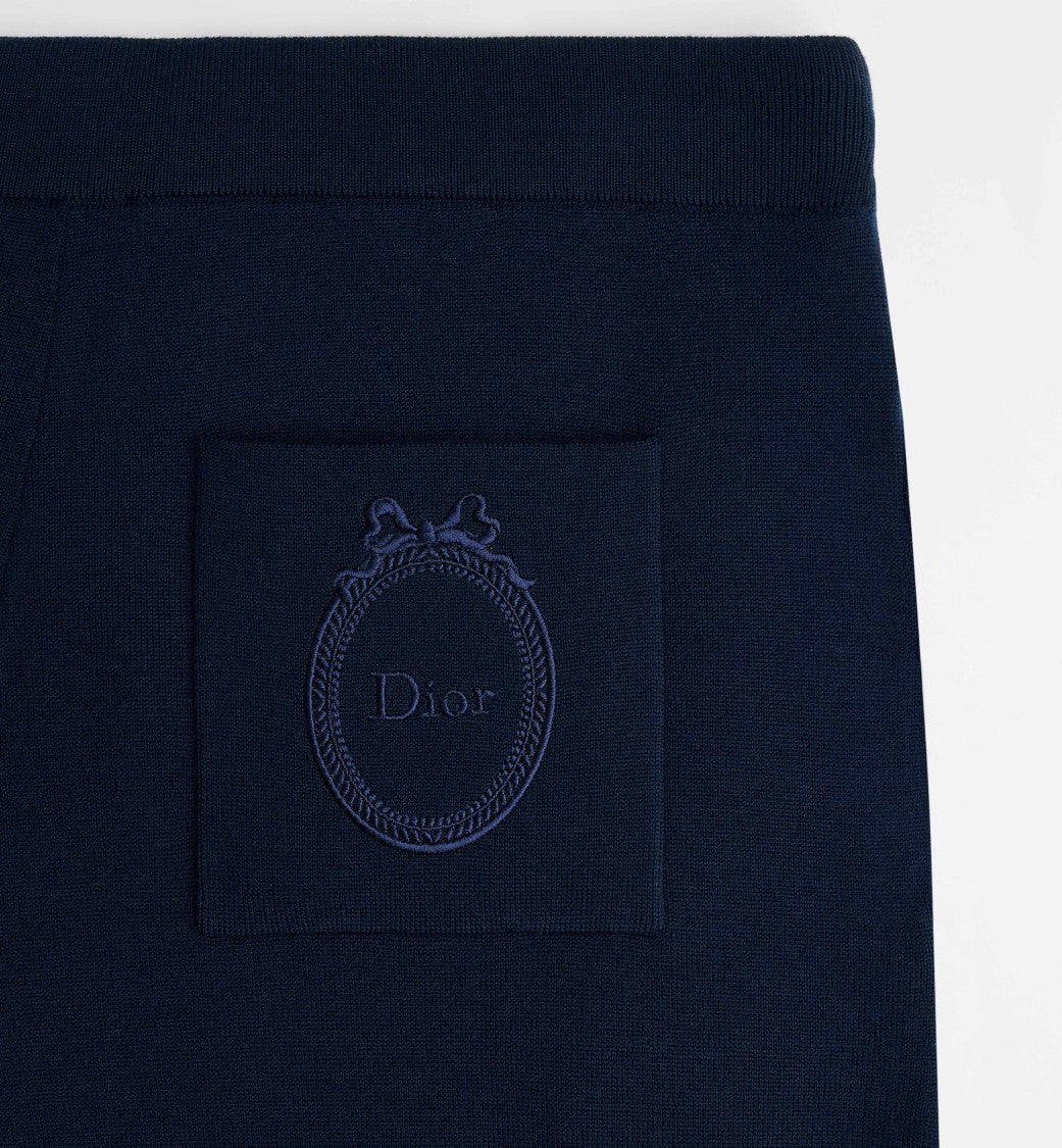 Christian Dior Wide-Leg Knitwear Pants With Drawstring Waistband And Subtle Embroidery