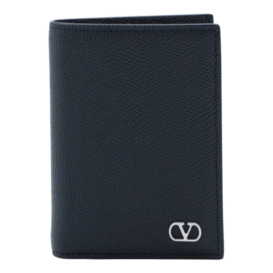 Valentino Garavani Smooth Black Wallet With Minimalist Design And Multiple Card Slots