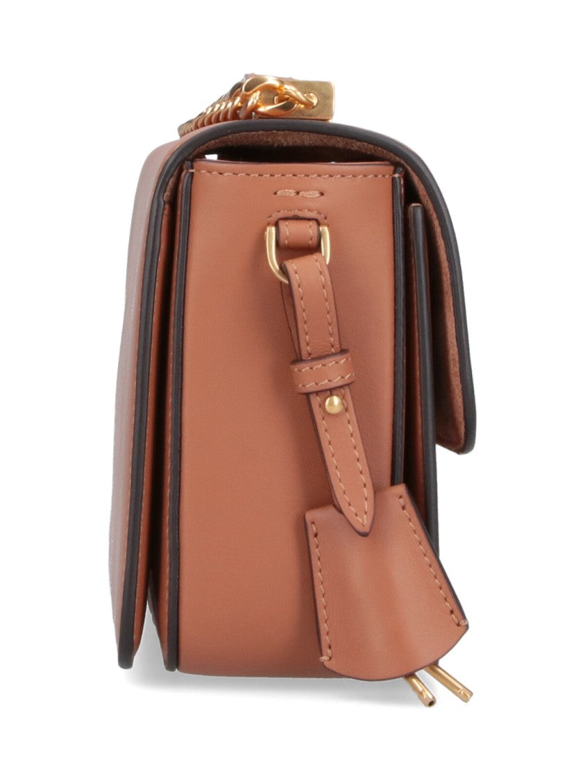 Tod's Structured Brown Leather Handbag With Gold-Tone Clasp