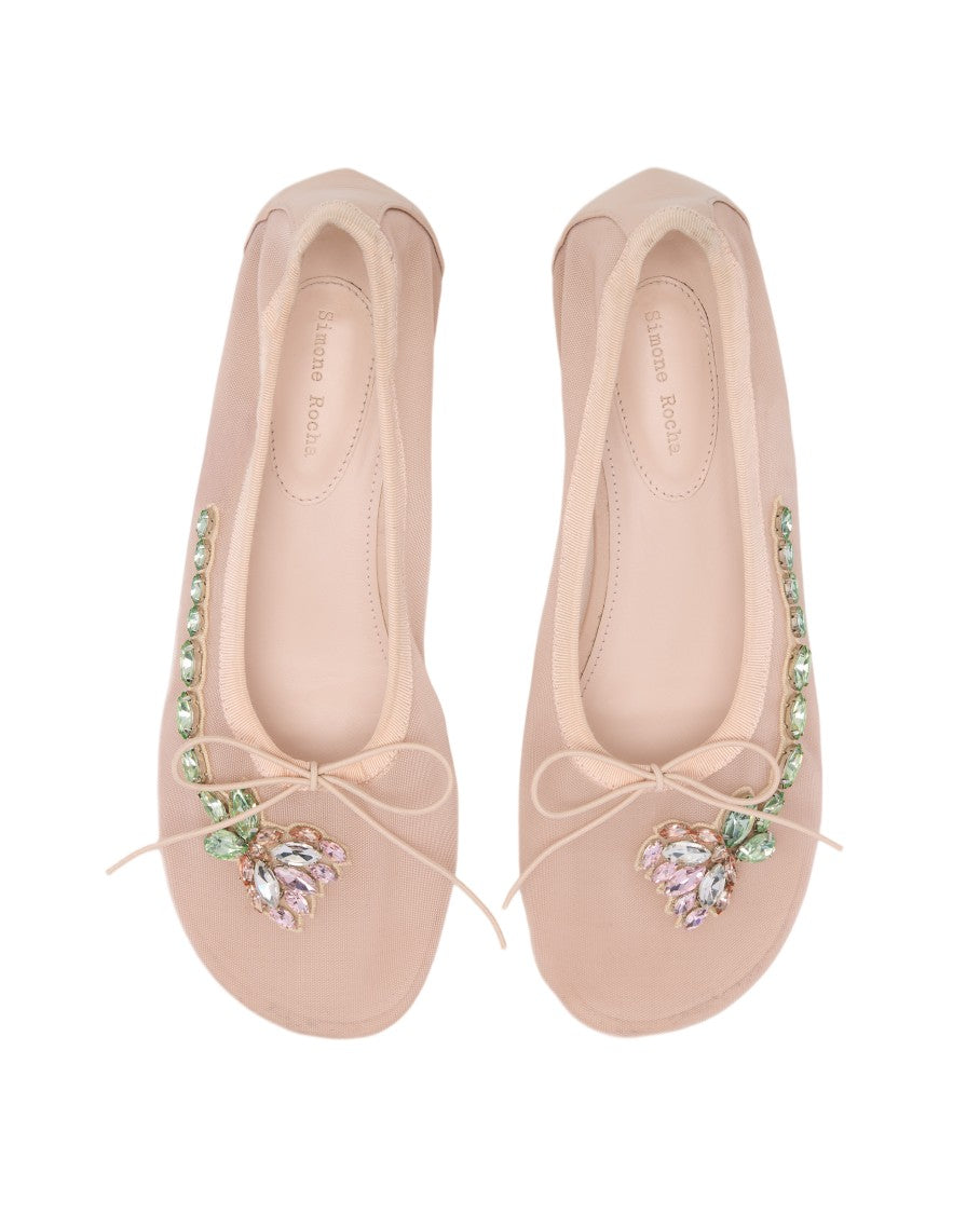 Simone Rocha Pointed-Toe Ballet Heels With Jewel Embellishments