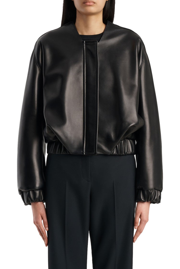 Khaite Cropped Bomber Jacket In Buttery-Soft Nappa Lambskin