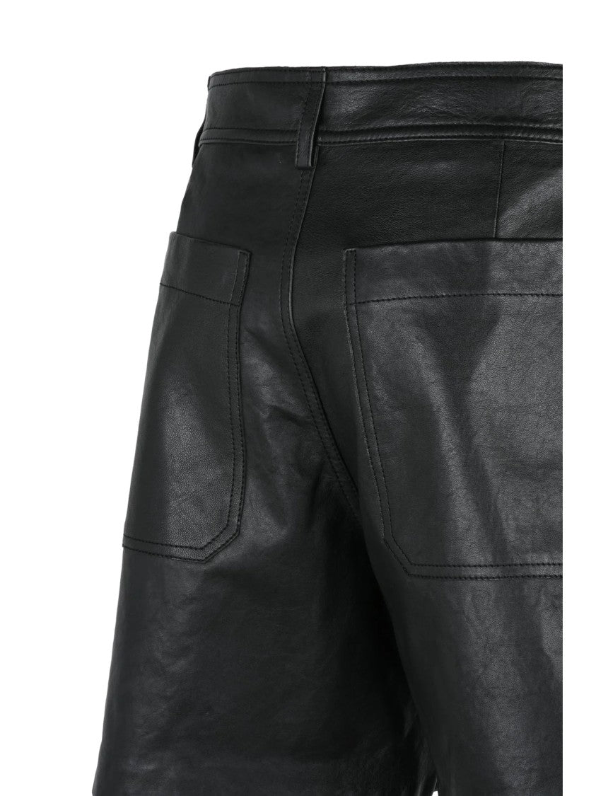Max Mara Leather Bermuda Shorts - Black