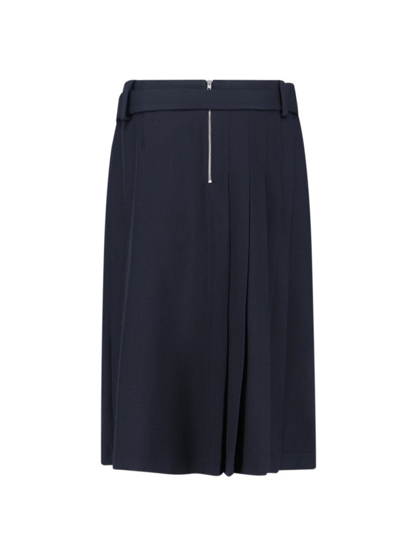 Sibel Saral Navy Wool Midi Skirt With Pleated Detail
