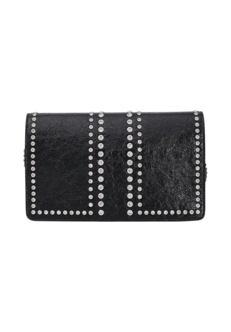 Richmond Studded Black Polyurethane Shoulder Bag