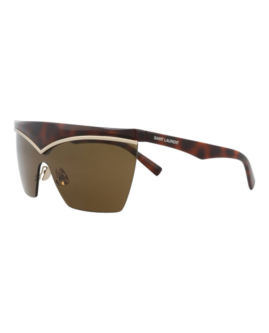 Saint Laurent Shield-Frame Injection Sunglasses With Tortoiseshell Temples