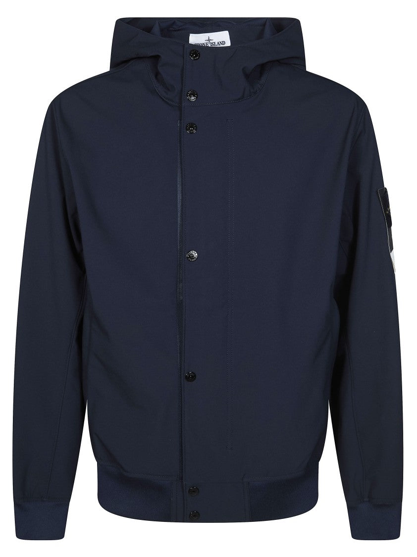 Stone Island Cropped Blue Ribbed Cuffs Parka