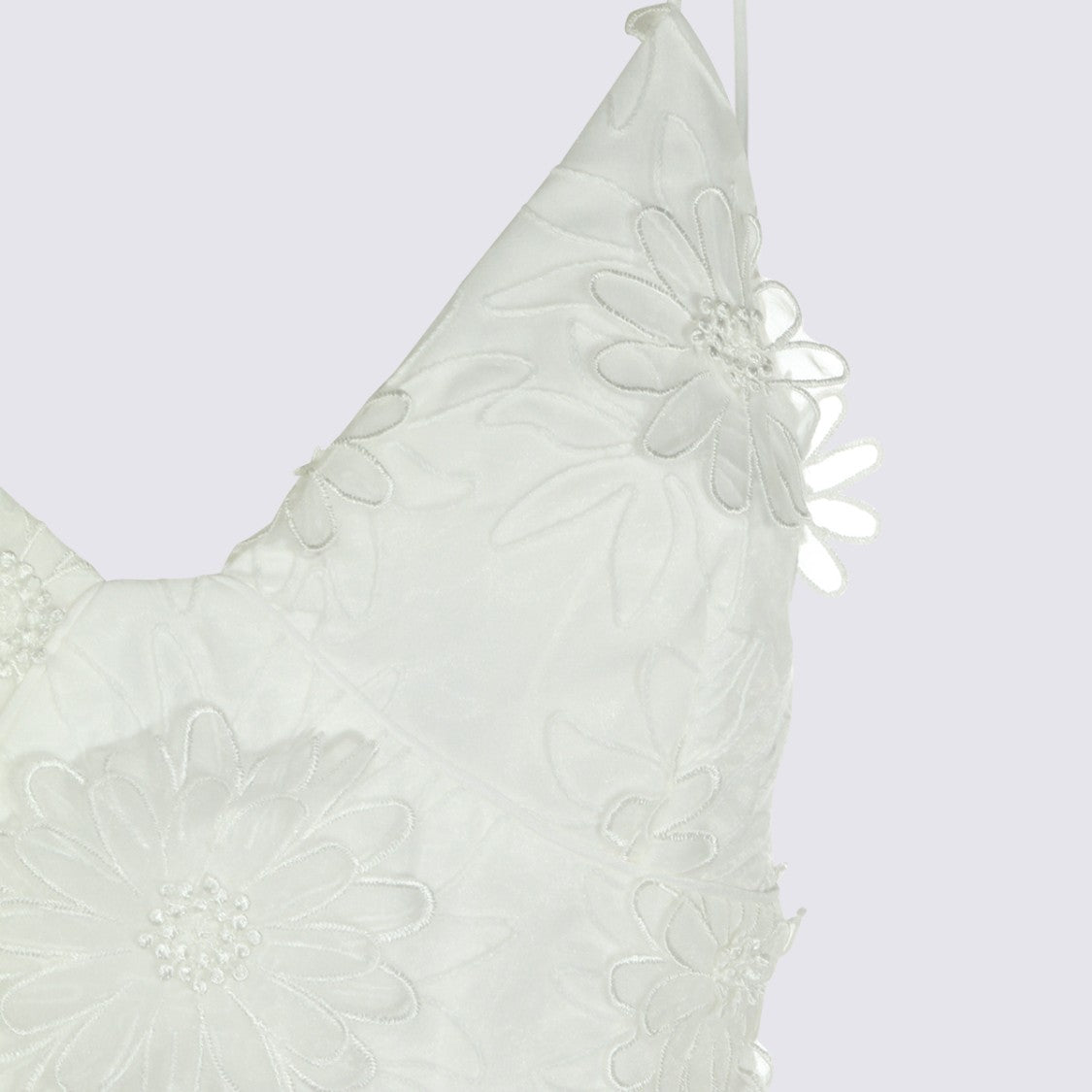 Self-Portrait Fitted Mini Dress With Floral Embroidery And Spaghetti Straps