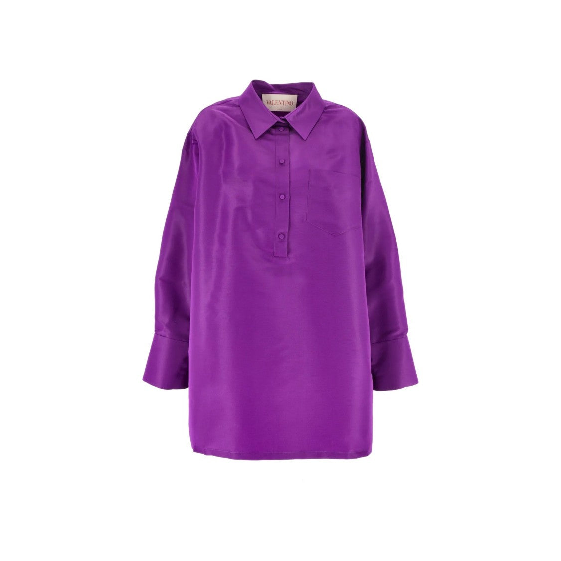 Valentino Lustrous Purple Silk Mini Dress With Classic Collar