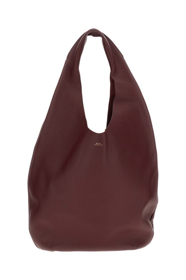 A.P.C. Red Grained Leather Le Neige Tote Bag