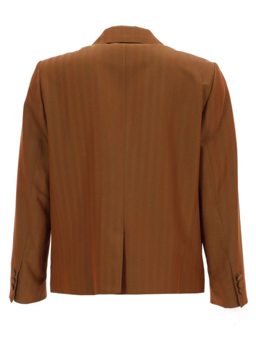 Dries Van Noten Bamis Cropped Wool-Blend Vertical Stripes Jacket