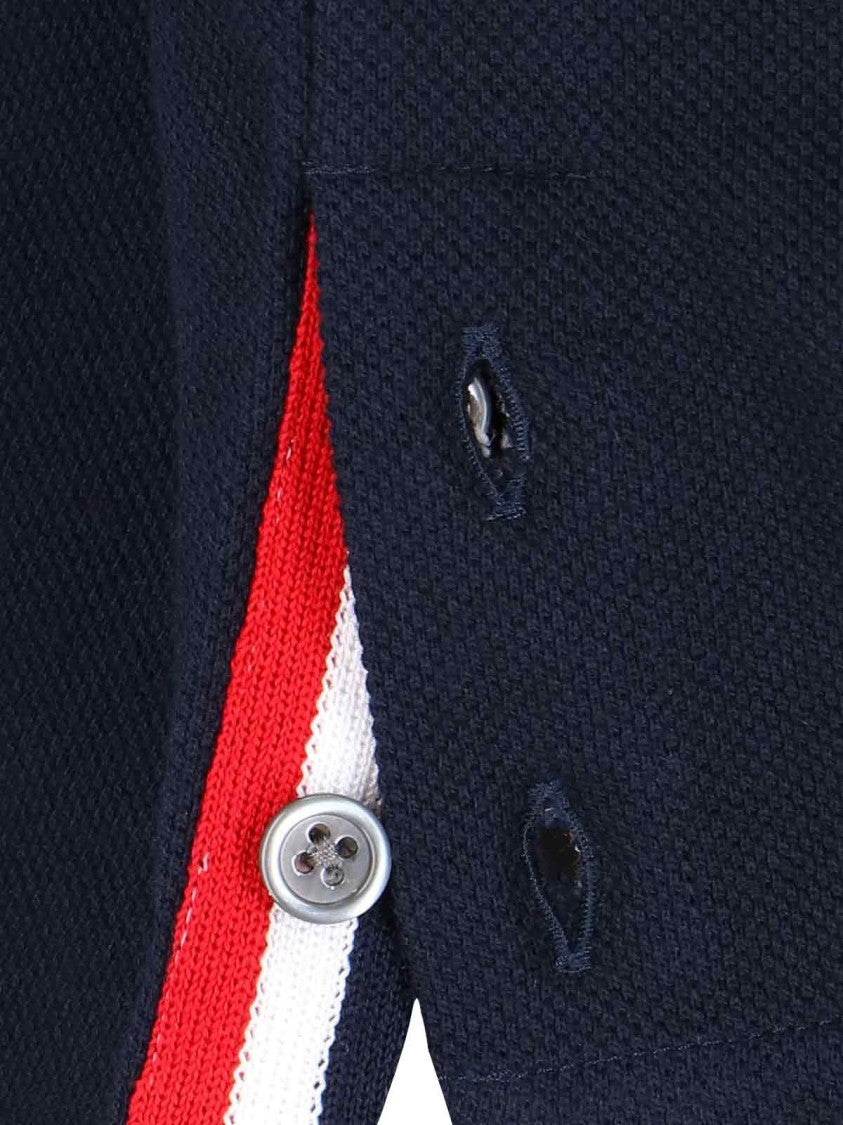 Thom Browne Tricolor Detail Polo Shirt – Blue