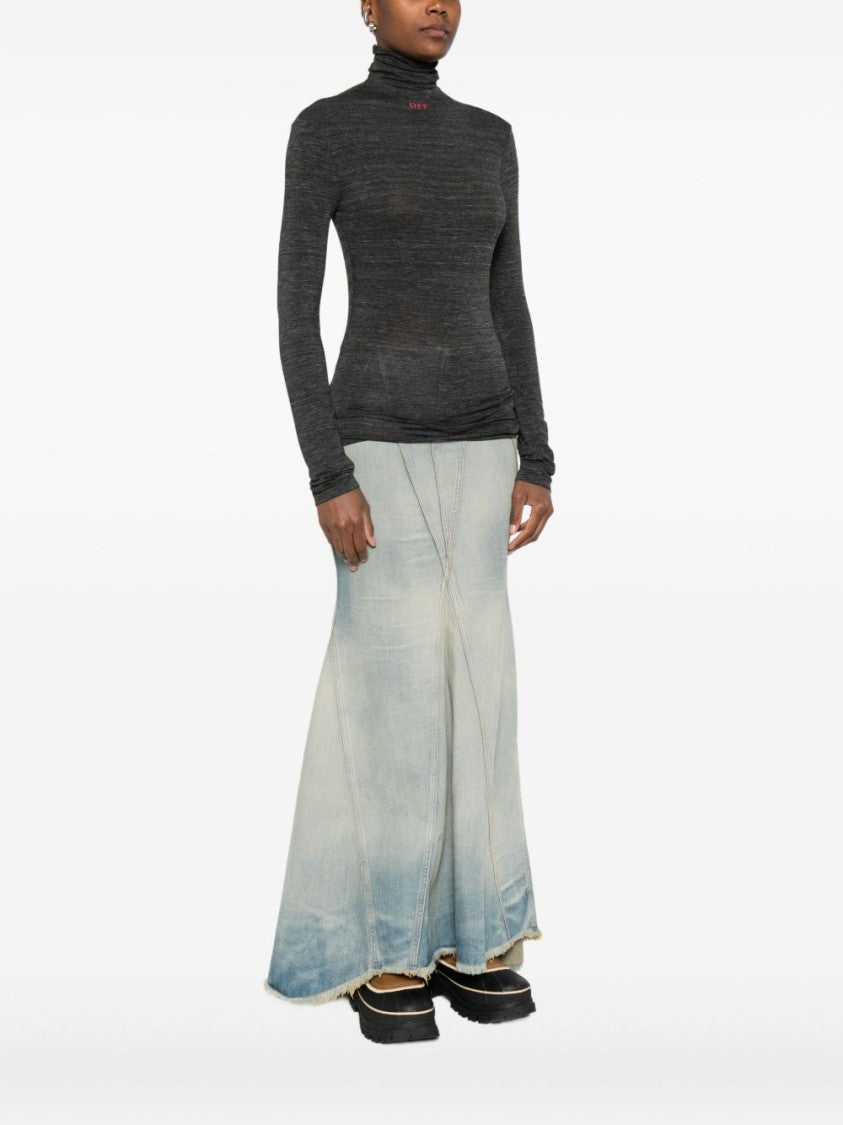 Off-White Fitted Long-Sleeve Turtleneck Sweater In Red