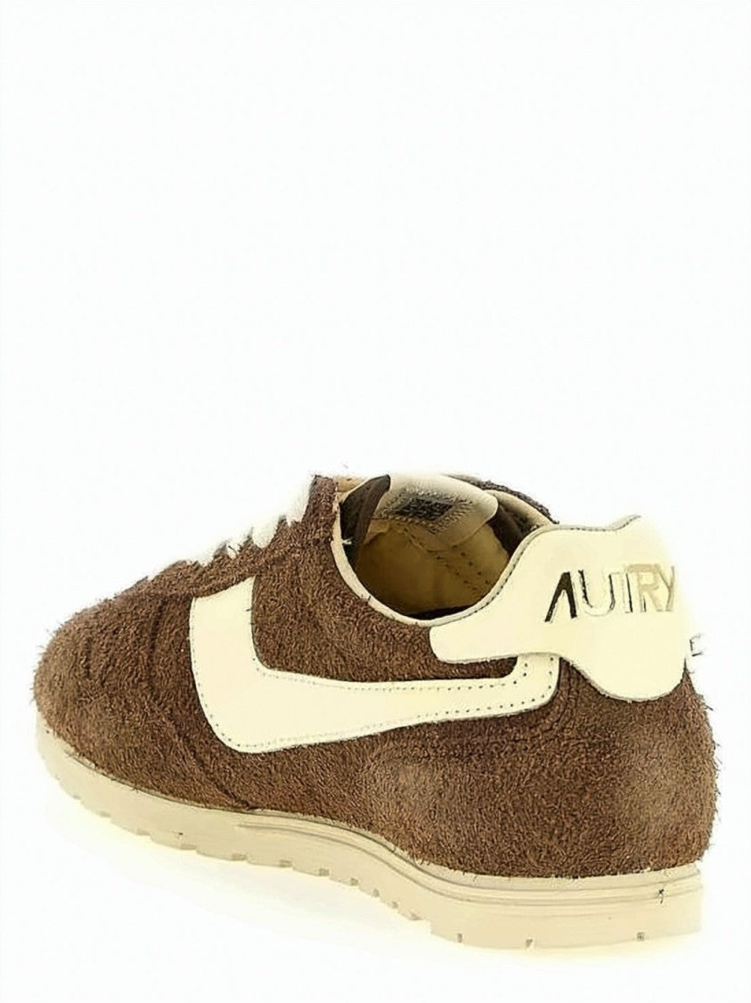 Autry Textured Suede Windspin Sneakers With Cream Leather Accents