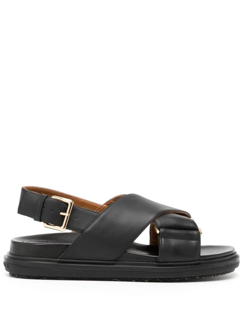 Marni Cross-Strap Calf Leather Sandals