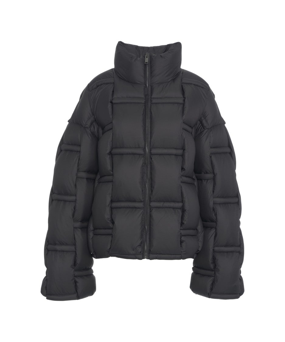 Raxxy Quilted Black Puffer Coat With High Collar