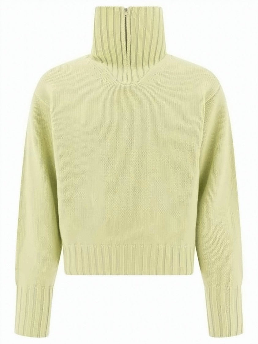 Auralee Cropped Ribbed Turtleneck Sweater